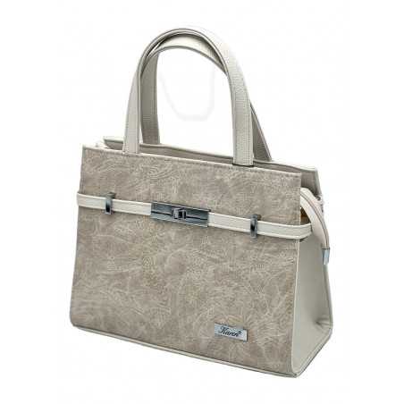 Geanta dama Piele Alba, Argintie, Crem, Mod purtare: Mana, Umar, 27x22x8cm