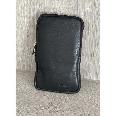 Gentuta de umar pentru telefon Gina Monti din piele naturala, 18x10 cm