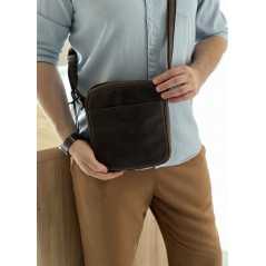 Borseta de umar barbati Always Wild: Piele Naturala, curea dubla, 22x24x5 cm