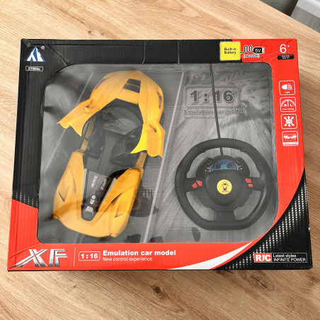 Masinuta de curse de jucarie pentru Copii, Replica Ferrari LaFerrari, Volan RC, Scara 1:16