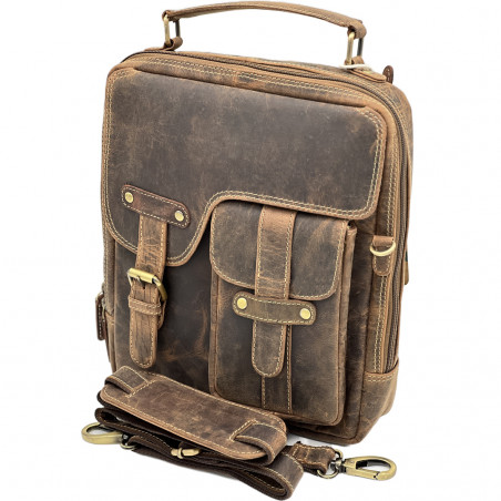 Geanta de Umar Barbati Hunter Legacy, Piele Naturala de Vanat, HandMade, 25x28x7 cm