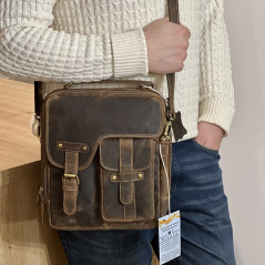 Geanta de Umar Barbati Hunter Legacy, Piele Naturala de Vanat, HandMade, 25x28x7 cm