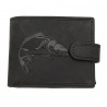 Portofel Barbati Piele naturala personalizat cu Crap, 9,5x12x2 cm, Negru, Protectie RFID, Hunter