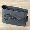Portofel Barbati Piele naturala personalizat cu Crap, 9,5x12x2 cm, Negru, Protectie RFID, Hunter