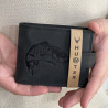 Portofel Barbati Piele naturala personalizat cu Crap, 9,5x12x2 cm, Negru, Protectie RFID, Hunter