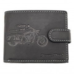 Portofel barbati personalizat cu motocicleta din Piele Naturala, Lant Motocicleta, 12x10x3 cm