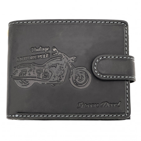 Portofel barbati personalizat cu motocicleta din Piele Naturala, Lant Motocicleta, 12x10x3 cm