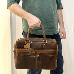 geanta crossbody barbati maro din piele