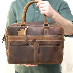 Geanta Barbati de Umar din Piele Naturala de Vanat, Hunter Brand, Mod Purtare: Mana, Umar, Crossbody, 40x30x11 cm