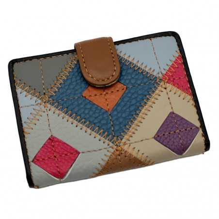 Set cadou femei Rainbow Vibes: Portofel + Portcard Multicolor din Piele Naturala