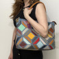 Geanta de umar dama din piele naturala multicolora, Made in Italy, 40x29x16 cm Geanta de umar dama din piele naturala multicolora, Made in Italy, 40x29x16 cm