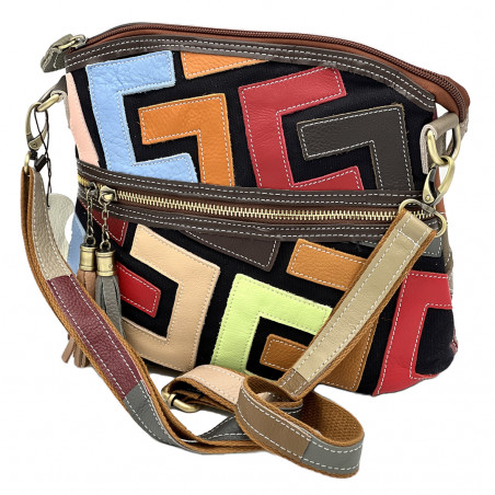Gentuta de umar dama din piele naturala, Made in Italy, 25x22x10 cm, Multicolora