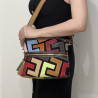 Gentuta de umar dama din piele naturala, Made in Italy, 25x22x10 cm, Multicolora