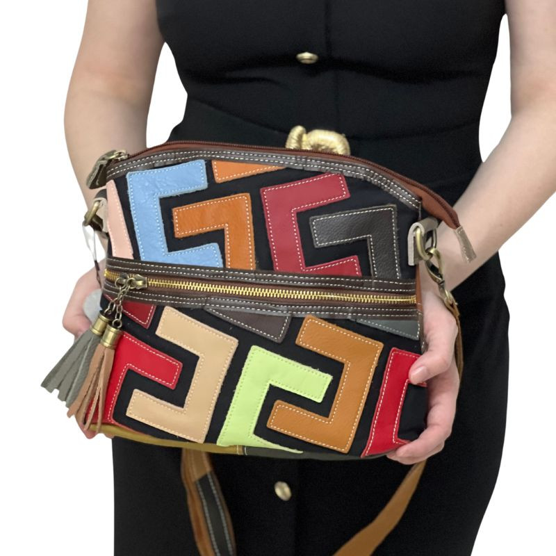 Gentuta de umar dama din piele naturala, Made in Italy, 25x22x10 cm, Multicolora Gentuta de umar dama din piele naturala, Made in Italy, 25x22x10 cm, Multicolora