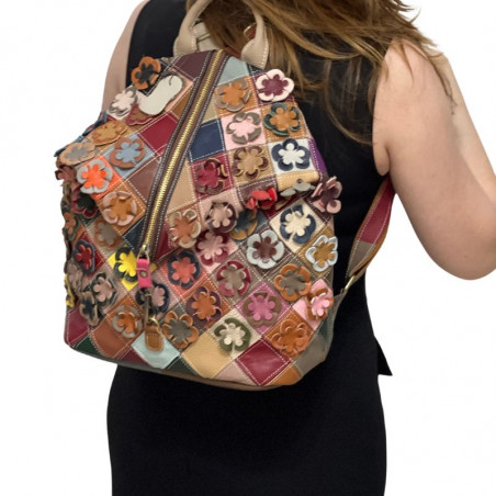 rucsac de dama din piele, multicolor