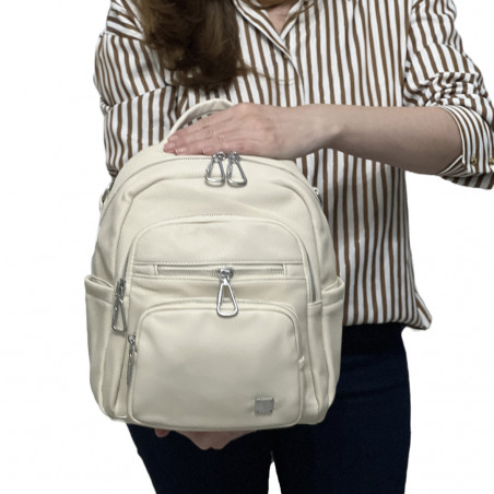 rucsac bej de dama din piele ecologica