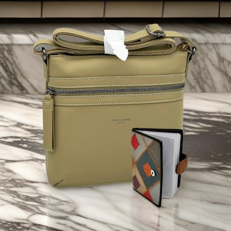 Pachet tip Set cadou pentru femei: Gentuta de Umar David Jones,Paris si Portcard Piele Naturala