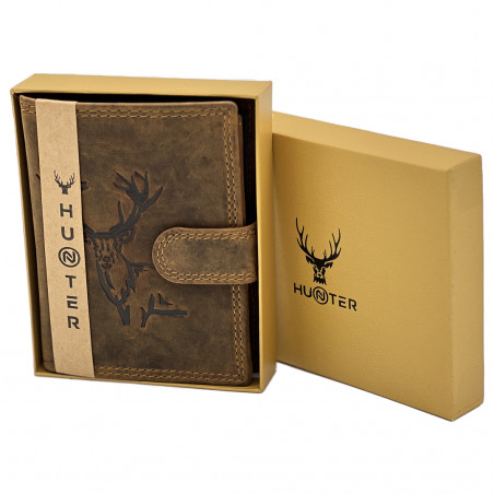 Portofel Vertical Barbati din Piele Naturala, Compatibil cu Buletin, Hunter Gold Edition, 10x12x 2,5 cm