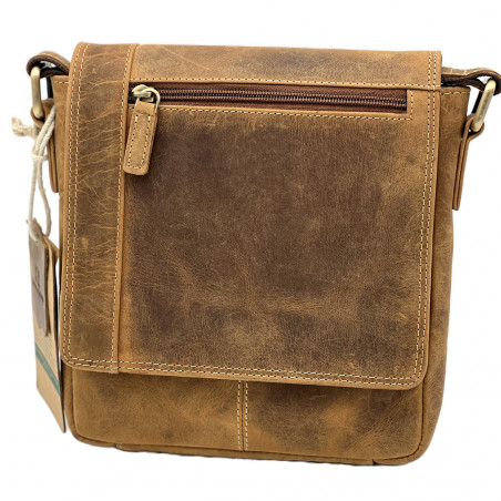 Borseta Barbati din piele naturala, Curea de Umar din Piele Reglabila, Hunter Brand, 18x19x4,5 cm