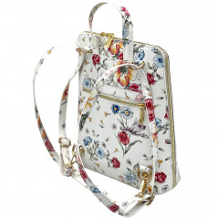 Rucsac cu Flori de Dama Elegant din Piele naturala , Made in Italy, 25 x 28 x 8,5 cm