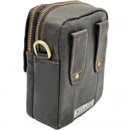 Borseta Barbati Compacta din Piele Naturala cu Prindere la curea, Curele Reglabile Detasabile, 13x18 x 7 cm