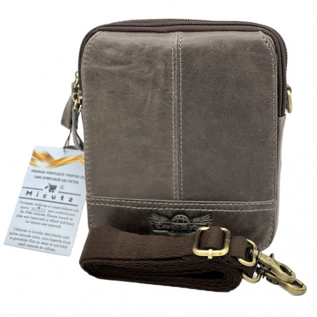 Borseta de Umar pentru Barbati din Piele naturala de Bovina, 17x19x5 cm
