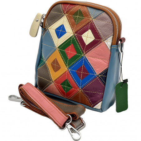 Gentuta dama multicolora de Umar din Piele Naturala, 16 x20x6 cm