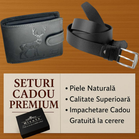 set cadou pentru barbati: portofel si curea din piele naturala