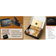 Set Cadou Portofel + Curea din Piele Naturala pentru Barbati: Royal