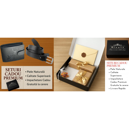 Set Cadou Portofel + Curea din Piele Naturala pentru Barbati: Royal