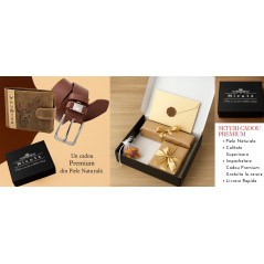 Set cadou barbati, Avangarde Limited Edition, Portofel Hunter + Curea Marco Lucci din Piele Naturala