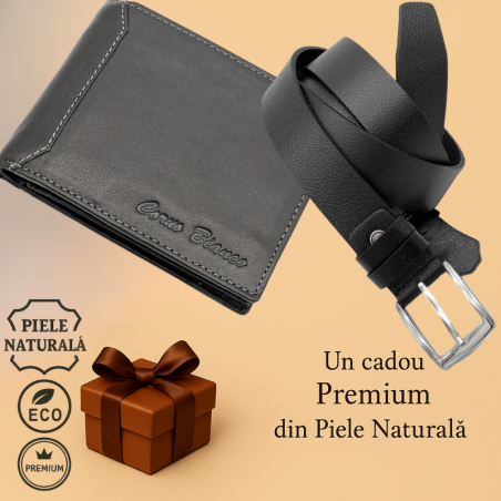 set cadou barbati : Accesorii piele naturala Imperial Bianco