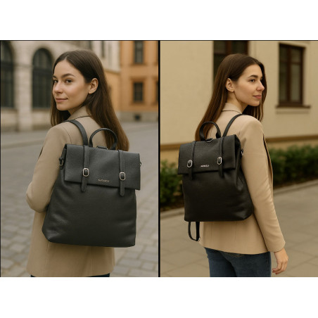 rucsac dama negru din piele ecologica