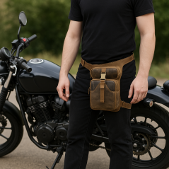 Borseta picior pentru barbati din Piele Naturala Hunter: Ideala pentru Moto, ATV, Aventuri outdoor, 28x18 cm