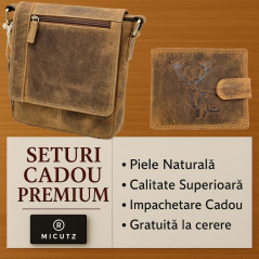 set cadou barbati premium din piele naturala