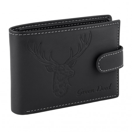 Portofel barbati piele naturala personalizat cu Cerb, Compatibil cu Buletin, Carduri, Bancnote, Protectie RFID