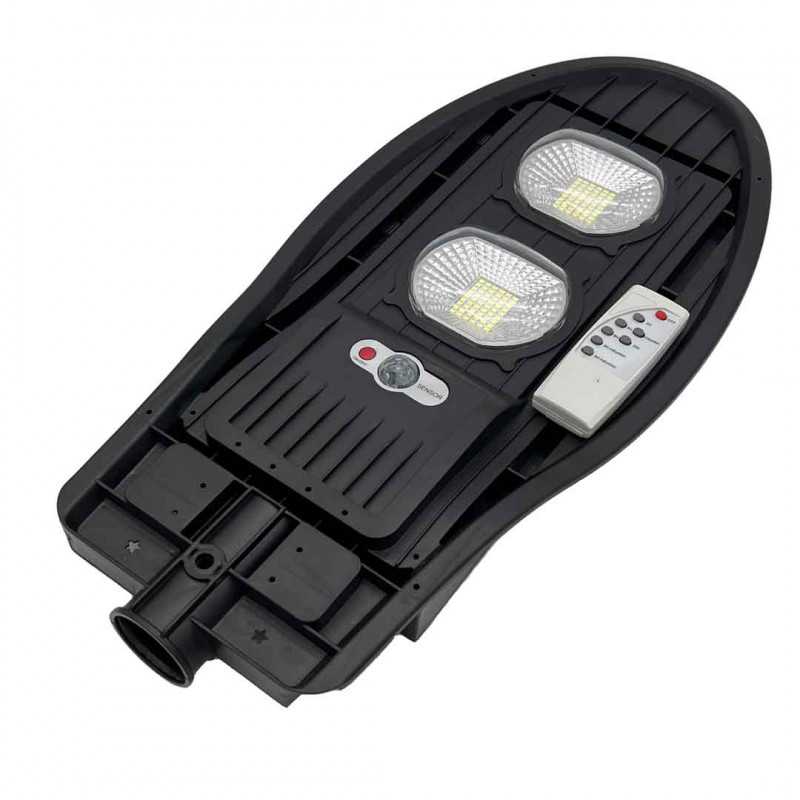 Lampa Solara stradala, 100W LED cu incarcare solara, senzor de lumina, miscare si telecomanda, Autonomie 12 ore Lampa Solara stradala, 100W LED cu incarcare solara, senzor de lumina, miscare si telecomanda, Autonomie 12 ore
