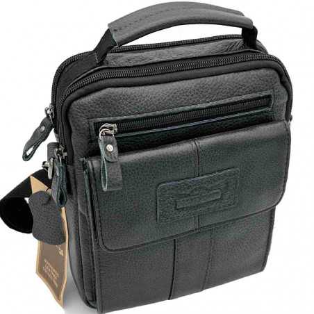 Borseta Barbati Neagra - Navy, Ruff Ryder| Piele Naturala, 23 cm x 20 x 7.5 cm