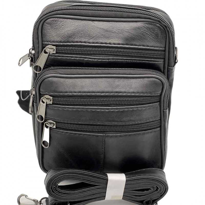 Borseta de Umar Barbati Neagra, Piele Naturala, Curele Reglabile , 14x18x5 cm Borseta de Umar Barbati Neagra, Piele Naturala, Curele Reglabile , 14x18x5 cm