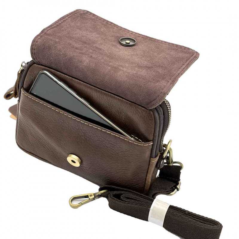 Borseta 2 in 1 Dreptunghiulara din Piele Naturala: Prindere Curea, Bretele Reglabile, Maro, Maro Inchis, 18x14x3.5 cm Borseta 2 in 1 Dreptunghiulara din Piele Naturala: Prindere Curea, Bretele Reglabile, Maro, Maro Inchis, 18x14x3.5 cm