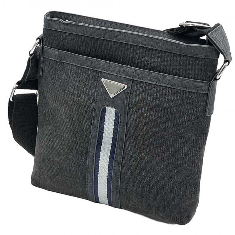 Geanta de Umar barbati din material Textil, Fibre de In foarte rezistente, Culoare Gri, 25 x 26 x 4/6.5 cm Geanta de Umar barbati din material Textil, Fibre de In foarte rezistente, Culoare Gri, 25 x 26 x 4/6.5 cm
