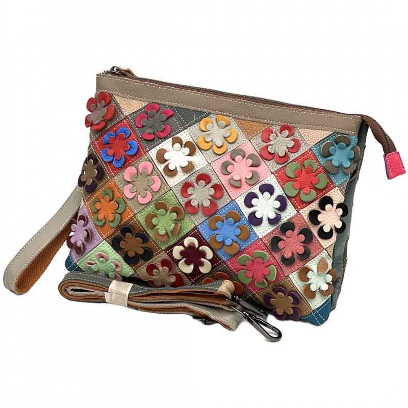Genta dama tip poseta cu imprimeu floral, 28x21x3/7 cm, Bretele Umar si Curelusa de Mana Detasabile, Piele Naturala Genta dama tip poseta cu imprimeu floral, 28x21x3/7 cm, Bretele Umar si Curelusa de Mana Detasabile, Piele Naturala