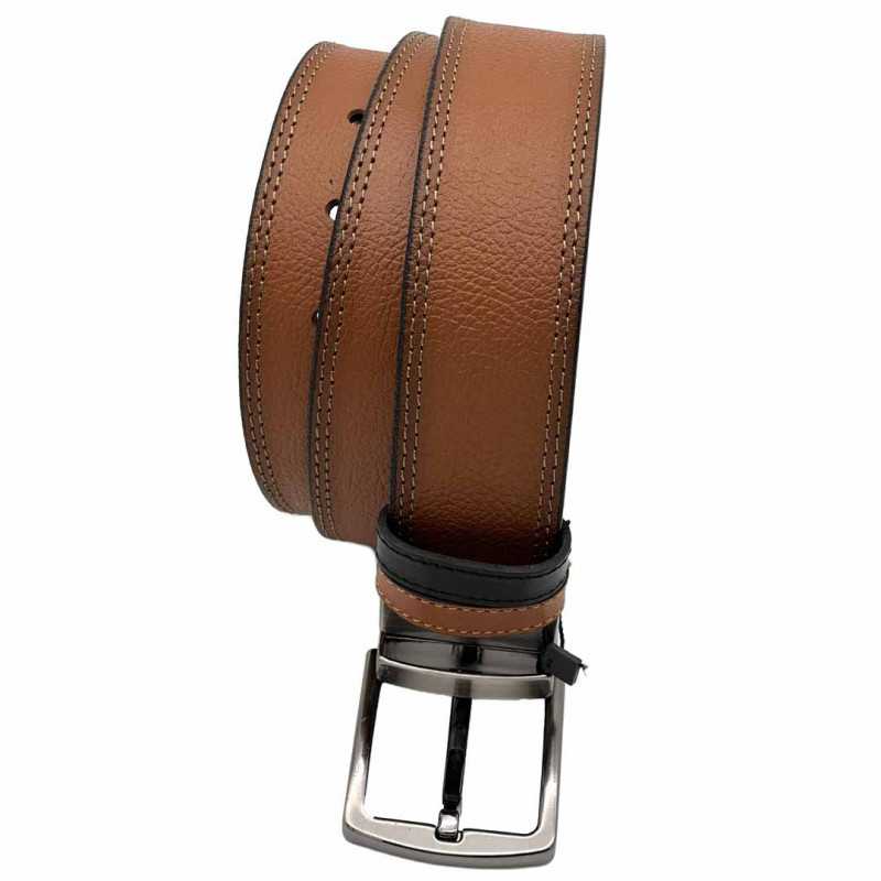 Curea din Piele cu 2 fete pentru barbati: Catarama Metalica Reversibila, Negru/Maro, Latime 3.5 cm Curea din Piele cu 2 fete pentru barbati: Catarama Metalica Reversibila, Negru/Maro, Latime 3.5 cm