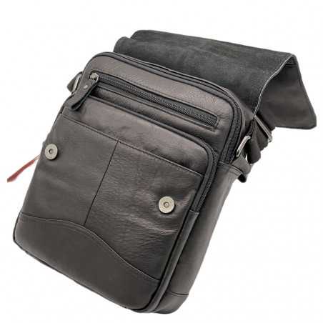 Borseta piele de Umar pentru barbati: Colectia Allan Marco Profesional, 23x27x7 cm, Negru