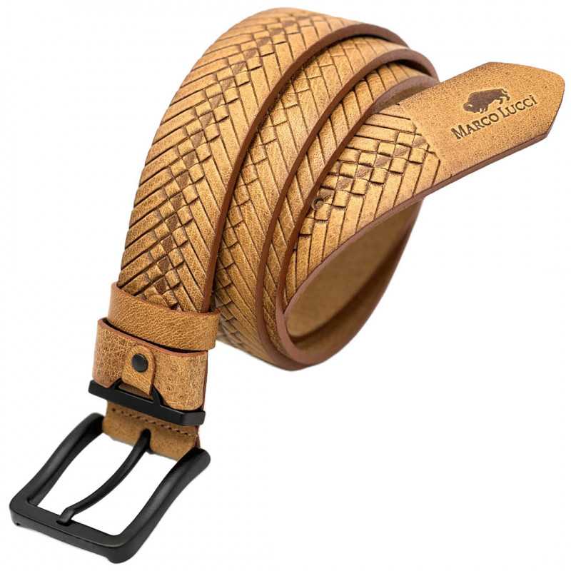 Curea Barbati Piele Maro Cu Imprimeu Impletit, Marco Lucci ✔️ Editie Limitata, Catarama Cromata Negru Mat, 110 cm - 135 cm Curea Barbati Piele Maro Cu Imprimeu Impletit, Marco Lucci ✔️ Editie Limitata, Catarama Cromata Negru Mat, 110 cm - 135 cm