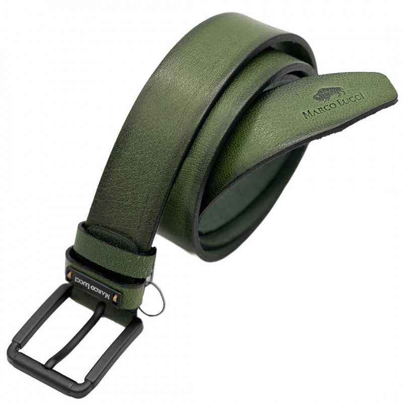 Curea verde pentru Barbati eleganta din Piele naturala, 4 cm latime: Marco Lucci Curea verde pentru Barbati eleganta din Piele naturala, 4 cm latime: Marco Lucci