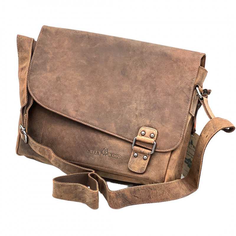 Geanta Barbati de Umar Din Piele Naturala Green Wood Gentleman: Ideala pentru documente, laptop, Tableta Geanta Barbati de Umar Din Piele Naturala Green Wood Gentleman: Ideala pentru documente, laptop, Tableta