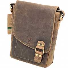 Borseta Piele de Vanat pentru Barbati: Brand HUNTER, Maro/Maro deschis, 20x24x6 cm
