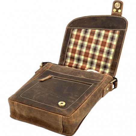Borseta Piele de Vanat pentru Barbati: Brand HUNTER, Maro/Maro deschis, 20x24x6 cm