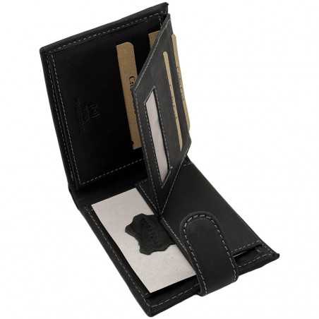 Portofele Barbati piele naturala Negru Vintage, 12,5x9,5x2 cm, Protectie RFID